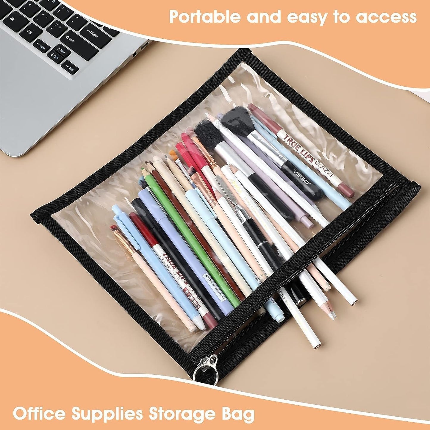 Airport Security Liquids Bag 27X22cm Clear Toiletry Bag Hand Luggage Regulations Waterproof Liquids Wash Bags Travel Accessory Holiday Essential (Black Round Zipper 4pcs)
