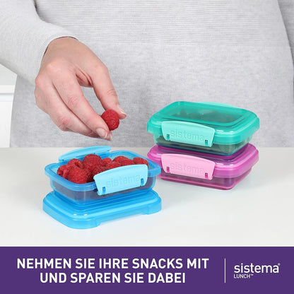 Sistema Lunch Collection Food Storage Containers, Assorted Colours, 3 Pack