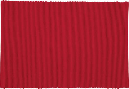 Now Designs Spectrum Placemats Ribbed Cotton, Chili Red, 19x13 inches, Set of 4, (901495aa)