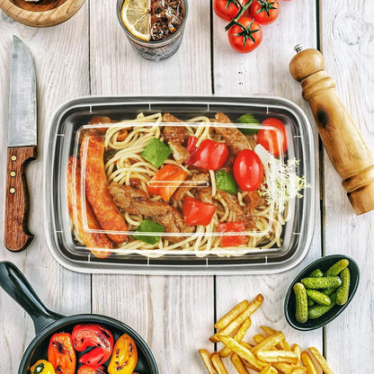 25 Pack 28 oz Plastic Meal Prep Containers with Lids, Leakproof Food Storage Container Microwave Safe BPA Free Stackable Lunch Box Take Out Containers 1 Compartment Bento Box