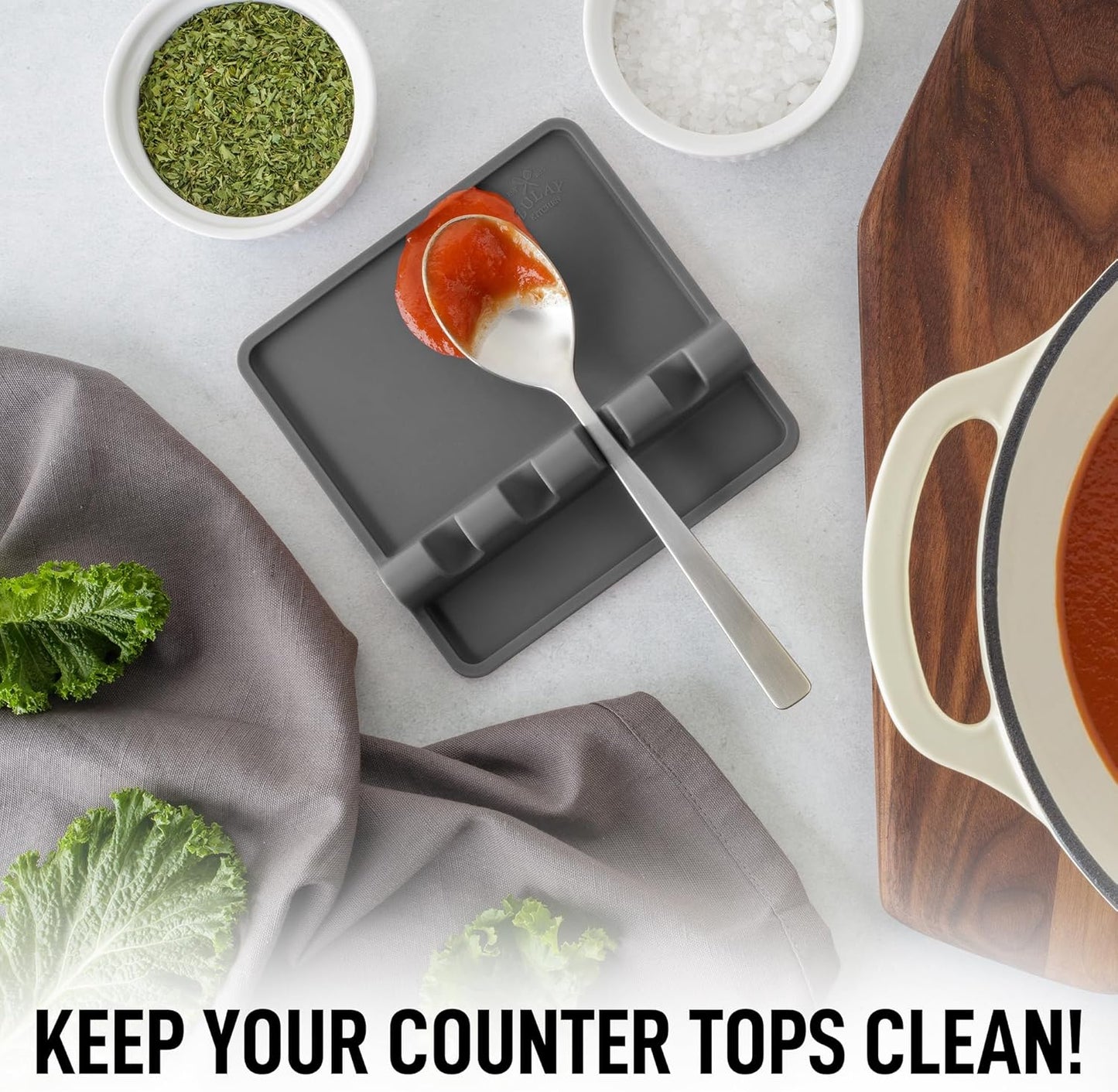 Silicone Utensil Rest with Drip Pad for Multiple Utensils, Heat-Resistant, BPA-Free Spoon Rest & Spoon Holder for Stove Top, Kitchen Utensil Holder for Spoons, Ladles, Tongs & More - by Zulay