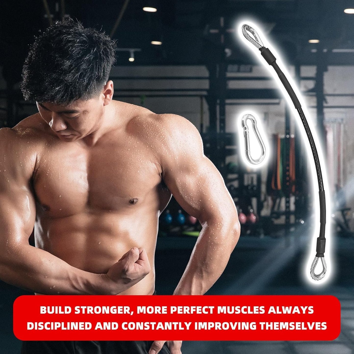 DLBEEM 4 Pcs 10" Gym Cable Extension Compatible with Home Gym Accessories, Gym Extension Replacement Cables for LAT/Tricep Pull Down, Leg Extensions Machine