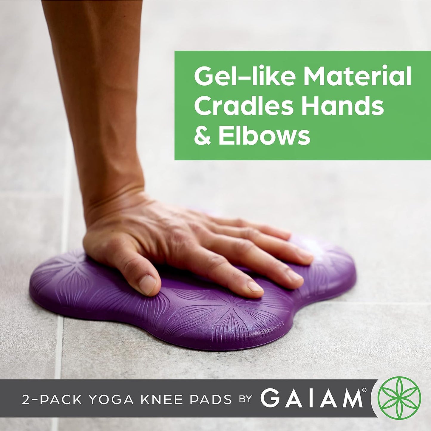 Gaiam Yoga Knee Pads (Set of 2) - Yoga Props and Accessories for Women/Men Cushions Knees and Elbows for Fitness, Travel, Meditation, Kneeling, Balance, Floor, Pilates Purple