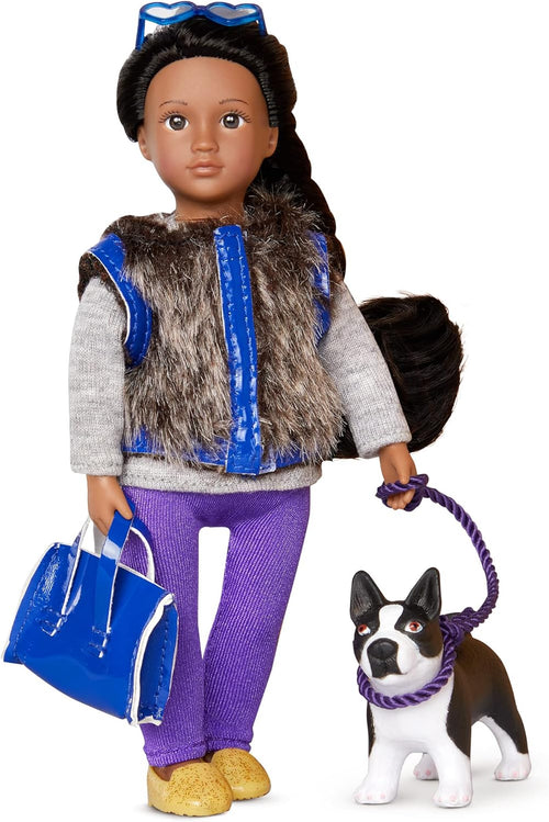 Lori Mini Doll & Toy Dog - 6-inch Doll & Boston Terrier Pup - Play Set with Outfit, Animal & Accessories - Playset for Kids - 3 Years + - Ilyssa & Indigo