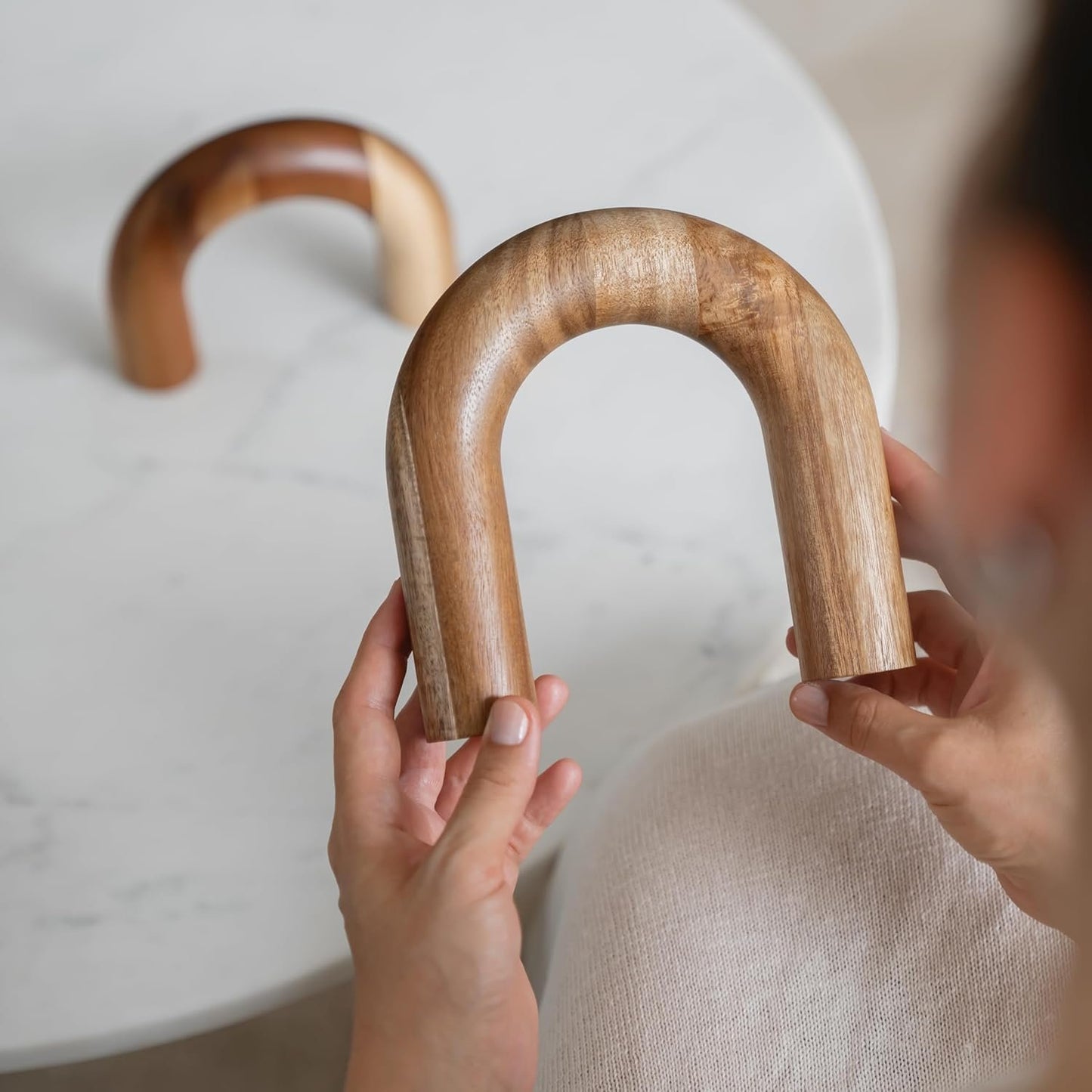 PEAKOLY Wood Arch Bookshelf - Modern Home Decor Accents for Coffee Table, Entryway, Living Room, Desk - Decorative Objects and Aesthetic Shelf Items