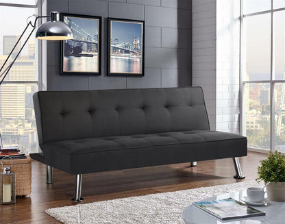 Yaheetech Sofa Bed Convertible Sofa Bed 3-Seater Padded Furniture Reclining Sofa with Metal Legs for Living Room Guest Bedroom Black/Fabric