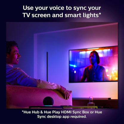 Philips HUE White & Color Ambiance Play Gradient Light Tube Compact, Color Changing, Bluetooth & Zigbee Compatible, Voice Activated with Alexa, HomeKit & Google Assistant, Music Sync, Black