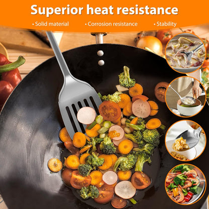 Stainless Steel Cooking Utensils Set Kitchen Tools Set Kitchen Gadgets Cookware Professional Wok Utensils Set Stainless Steel Kitchen Utensils for Hanging Dishwasher Safe (5)