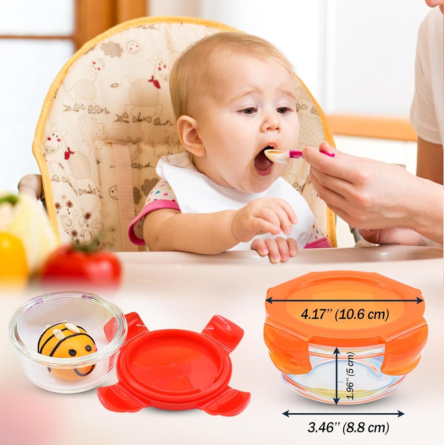 ARSUK Small Glass Food Storage Container With Lids 200ml/7oz - 6PCS Glass Mixing Bowls Set - Mean Prep Containers - Leakproof & Airtight, BPA-Free, Microwave, Oven & Freezer Safe