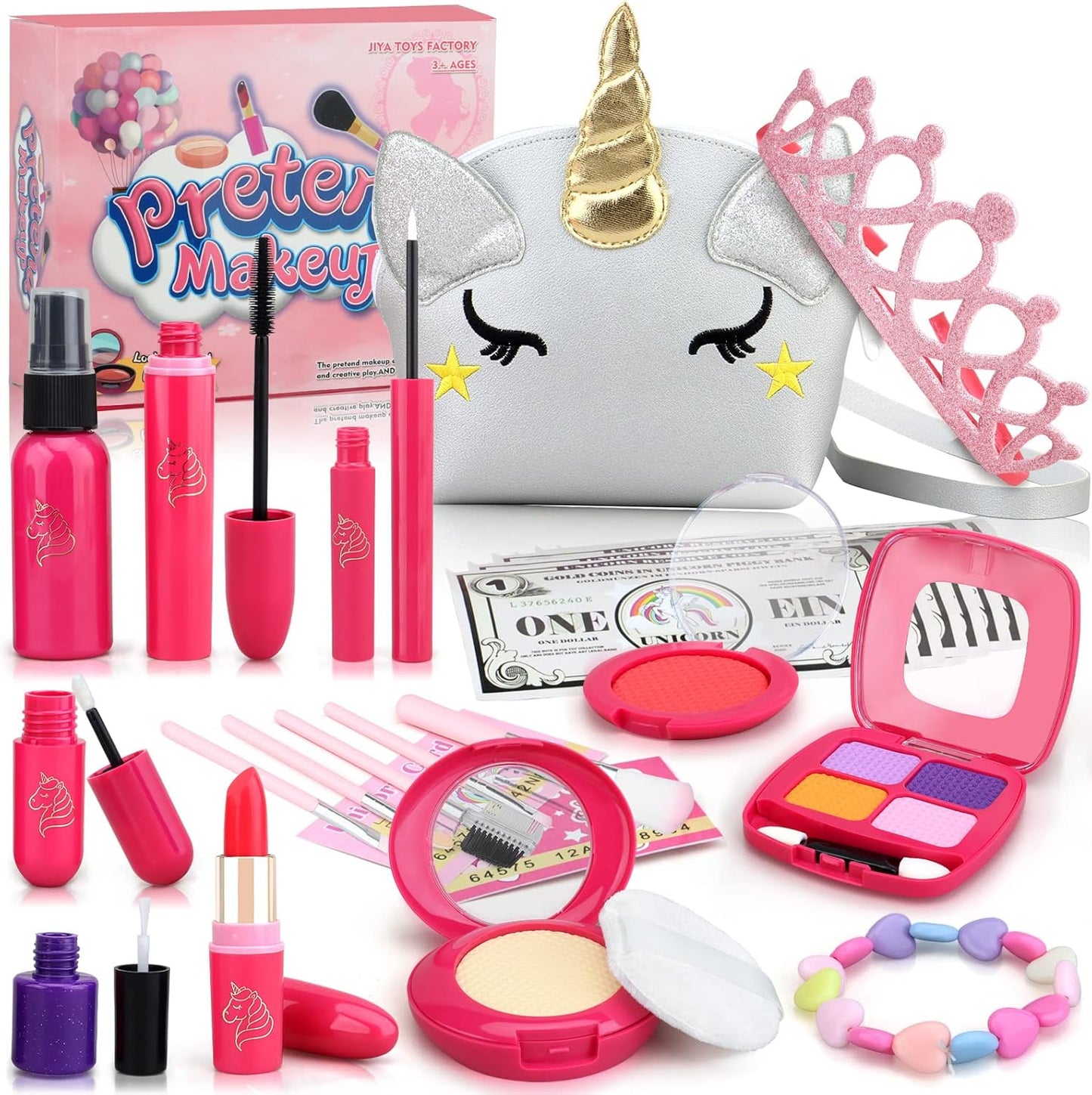 Woumserta Pretend Makeup for Toddlers, Fake Makeup for Kids, 26 Pack Play Makeup Toys for Little Girls Age 2 3 4 Christmas Birthday Gift