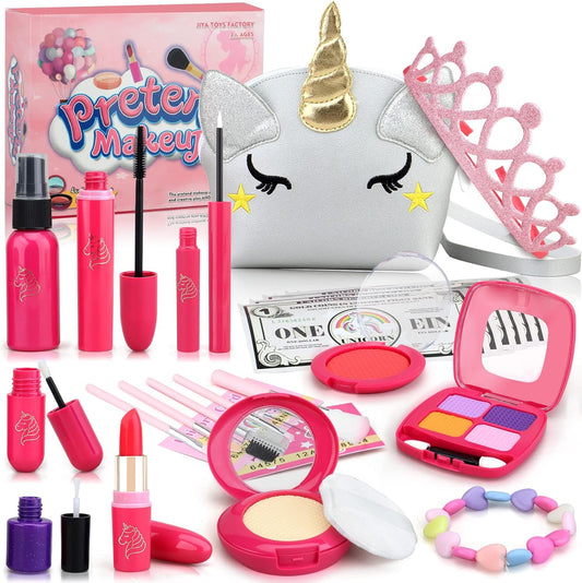 Woumserta Pretend Makeup for Toddlers, Fake Makeup for Kids, 26 Pack Play Makeup Toys for Little Girls Age 2 3 4 Christmas Birthday Gift