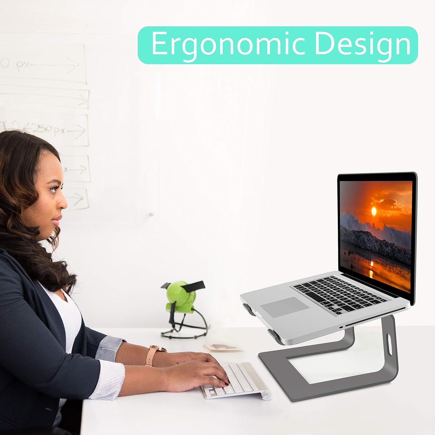 Aluminum Laptop Stand Compatible with Mac MacBook Pro/Air Apple 12" 13" Notebook, Metal Laptop Desk Stand Portable Desktop Computer Holder Stable Riser Ergonomic Elevator for 10 to 15.6