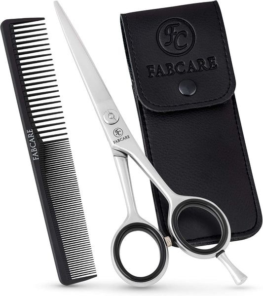 FABCARE Professional Hairdressing Scissors with Micro Serration, Extra Sharp, Ideal for Hair Cutting and Barber Use, 6 Inch Length, Ergonomic Design for Precision and Comfort