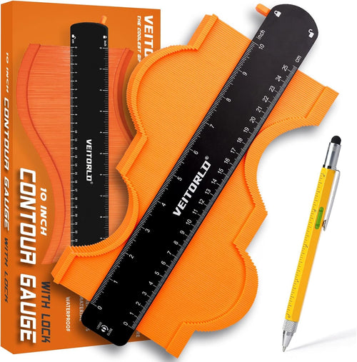 VEITORLD Contour Gauge Profile Tool (10 Inch), Fathers Day, Shape Duplicator with Lock, Unique Gifts for Men Dad Husband from Daughter Son Wife, Flooring Tools for Woodworking, Construction