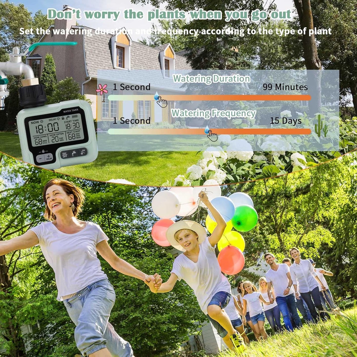 Johgee Garden Sprinkler Timer for Watering Garden Computer Watering IPX5 Automatic Water Timer Easy Control