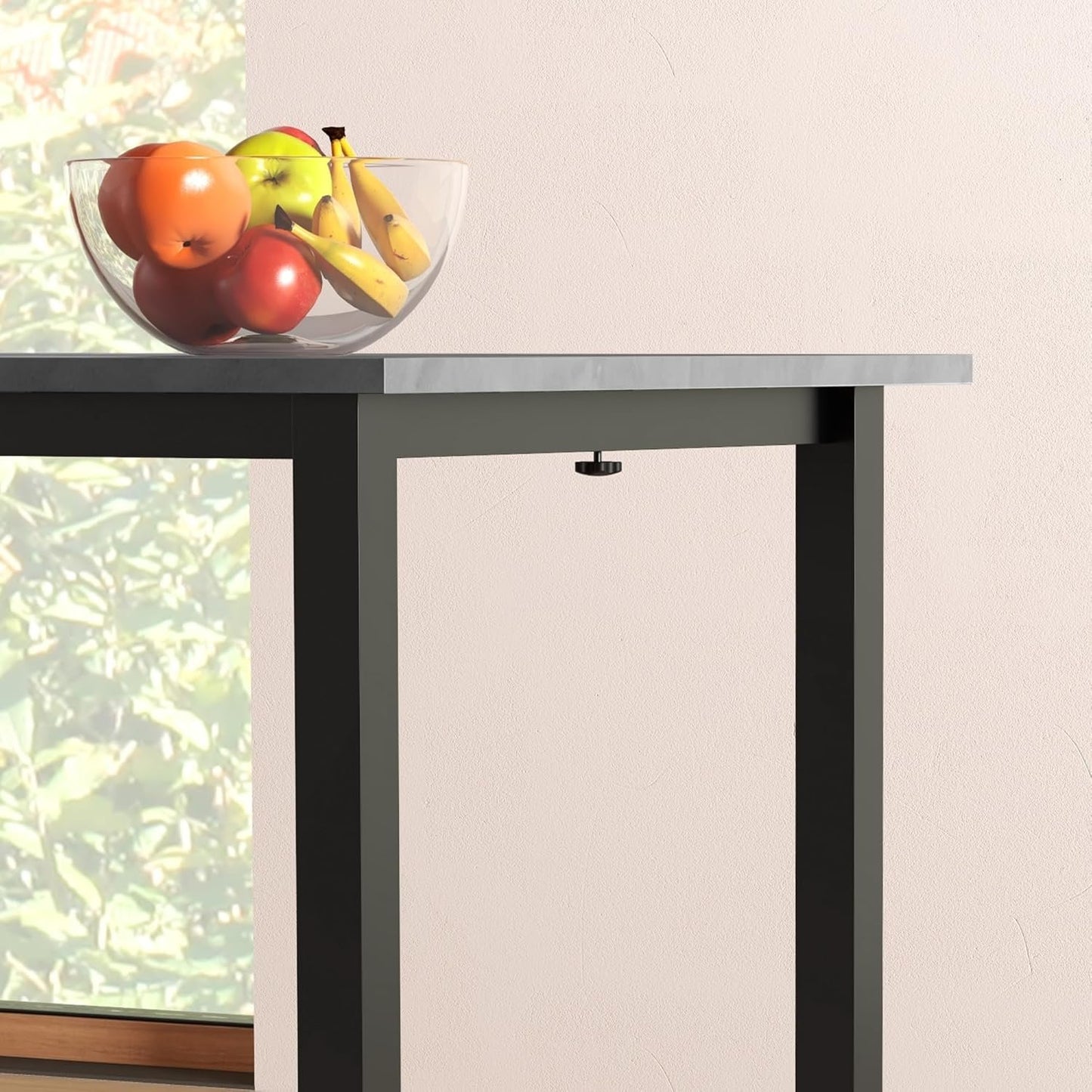 HOMCOM Expandable Dining Table with Detachable Side, Folding Kitchen Table for 6 People, Extending Table with Steel Frame for Small Spaces, Dark Grey