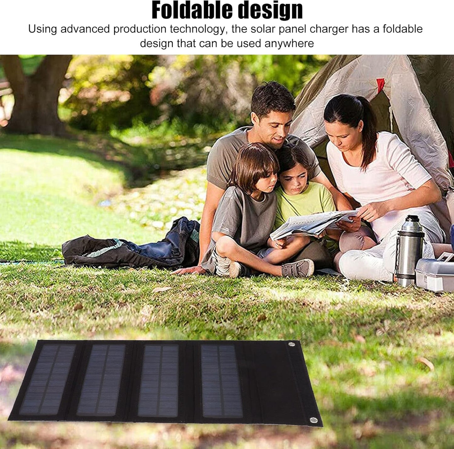 40W Solar Panel Charging Bag, Foldable Monocrystalline Solar Panel Charger with USB Interface for Laptop Outdoor Camping Hiking Emergency Charging (Black)