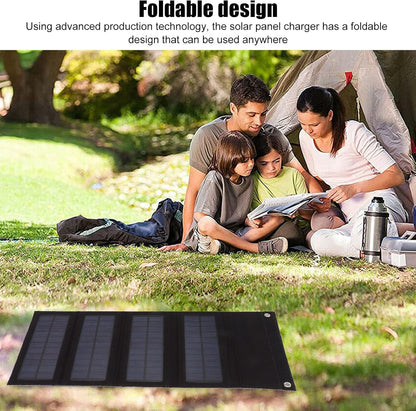 40W Solar Panel Charging Bag, Foldable Monocrystalline Solar Panel Charger with USB Interface for Laptop Outdoor Camping Hiking Emergency Charging (Black)