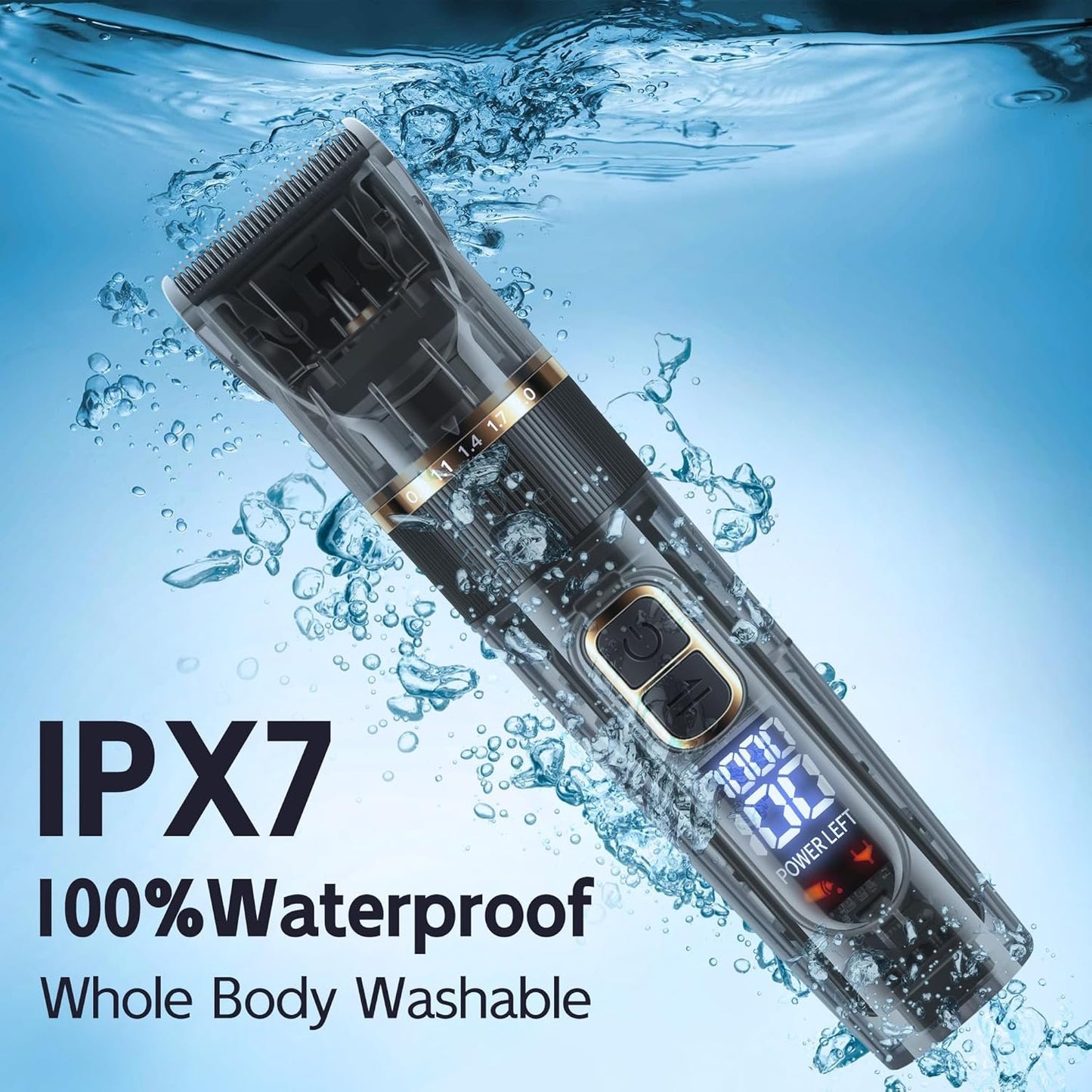 FURBONA Dog Grooming Kit with LED Display, 3-Speed, Low Noise, Rechargeable, Cordless, Waterproof Clippers for Dogs Cats Small & Large Pets with Thick Coats