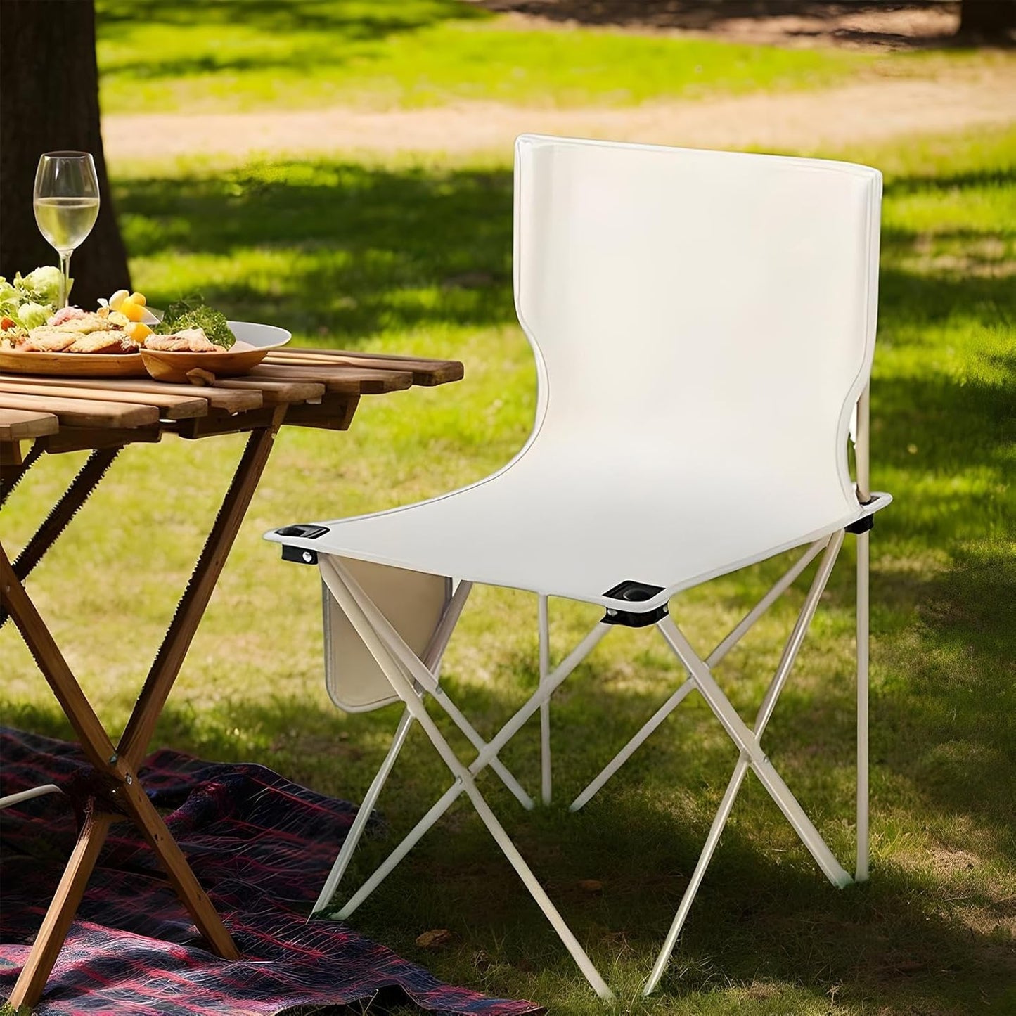 Folding Chair, Fishing Seat for Adults, Portable Camping Gear, Travel Beach Picnic Chair, 286 LBS Support, 14.57x14.57x22.83 Inches Includes Storage Bag, Ideal for Outdoor Events