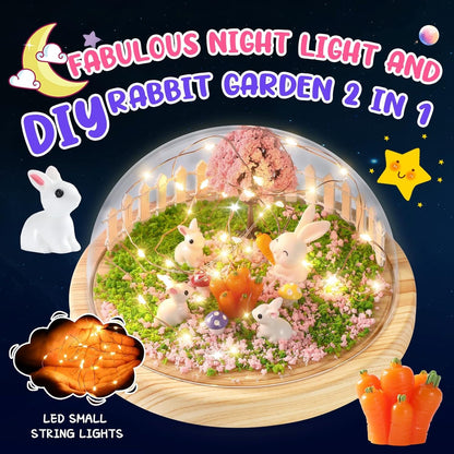 Make Your Own Night Light,Rabbit DIY Kits for Girls,Bunny Toys for Kids Ages 4-8,Arts and Crafts Lamp Project for Girls(USB Upgrade Edition),Gifts for 4 5 6 7 8 9 10 Year Old Girl with Greeting Card