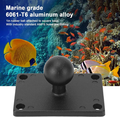 1 Inch Ball Mount, Aluminum Alloy Base with Universal AMPS Hole for RAM Mounts B Size Ball Double Socket Arms for Boats, Kayaks, Cars, Trucks, Off Road Vehicles