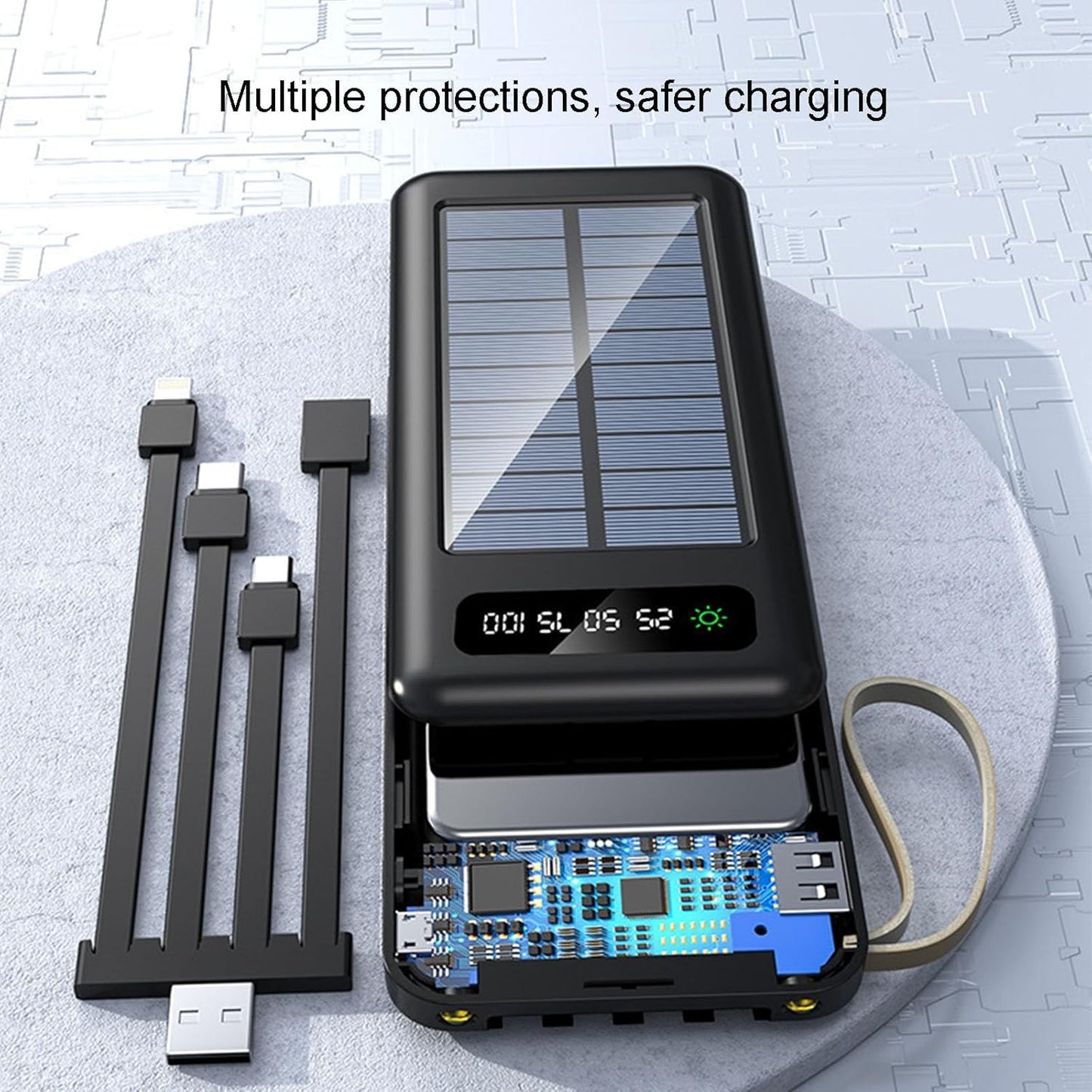 Portable Charger Outdoor Fast Charging Solar Energy 50,000 Capacity Available for iOS and Android Cell Phone Mobile Power,50000,B