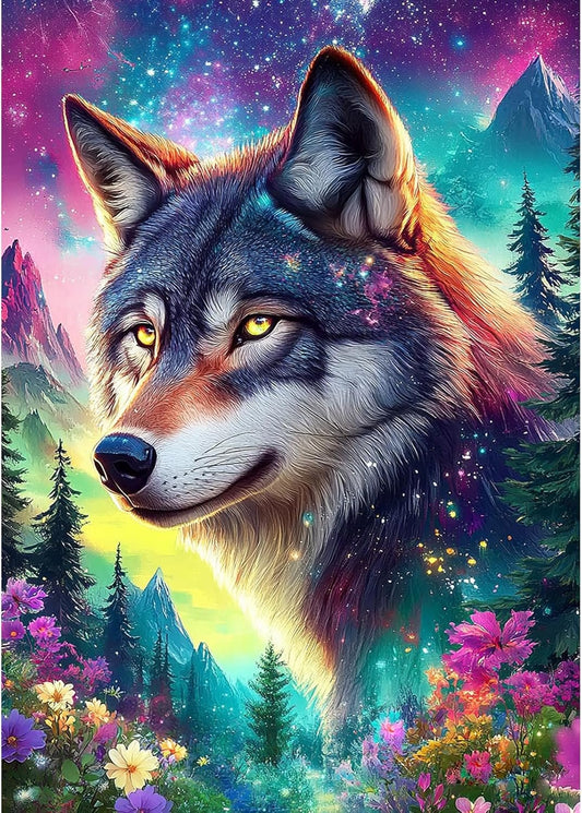 MXJSUA Wolf Diamond Painting Kits for Adults, 5D Animal Diamond Art Kits for Beginners, DIY Full Drill Paint with Diamond, Home Wall Decor 30x40cm