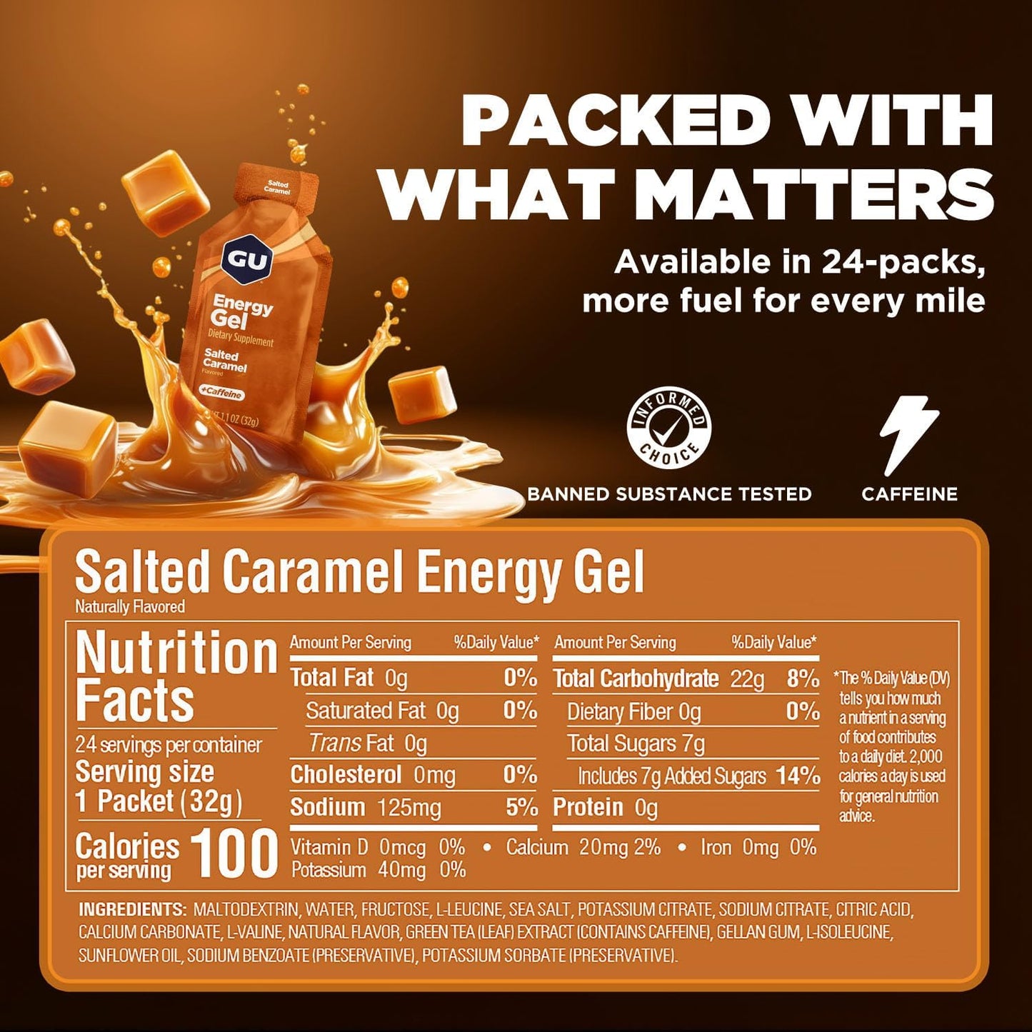 GU Energy - Energy Gels - Salted Caramel (with caffeine)