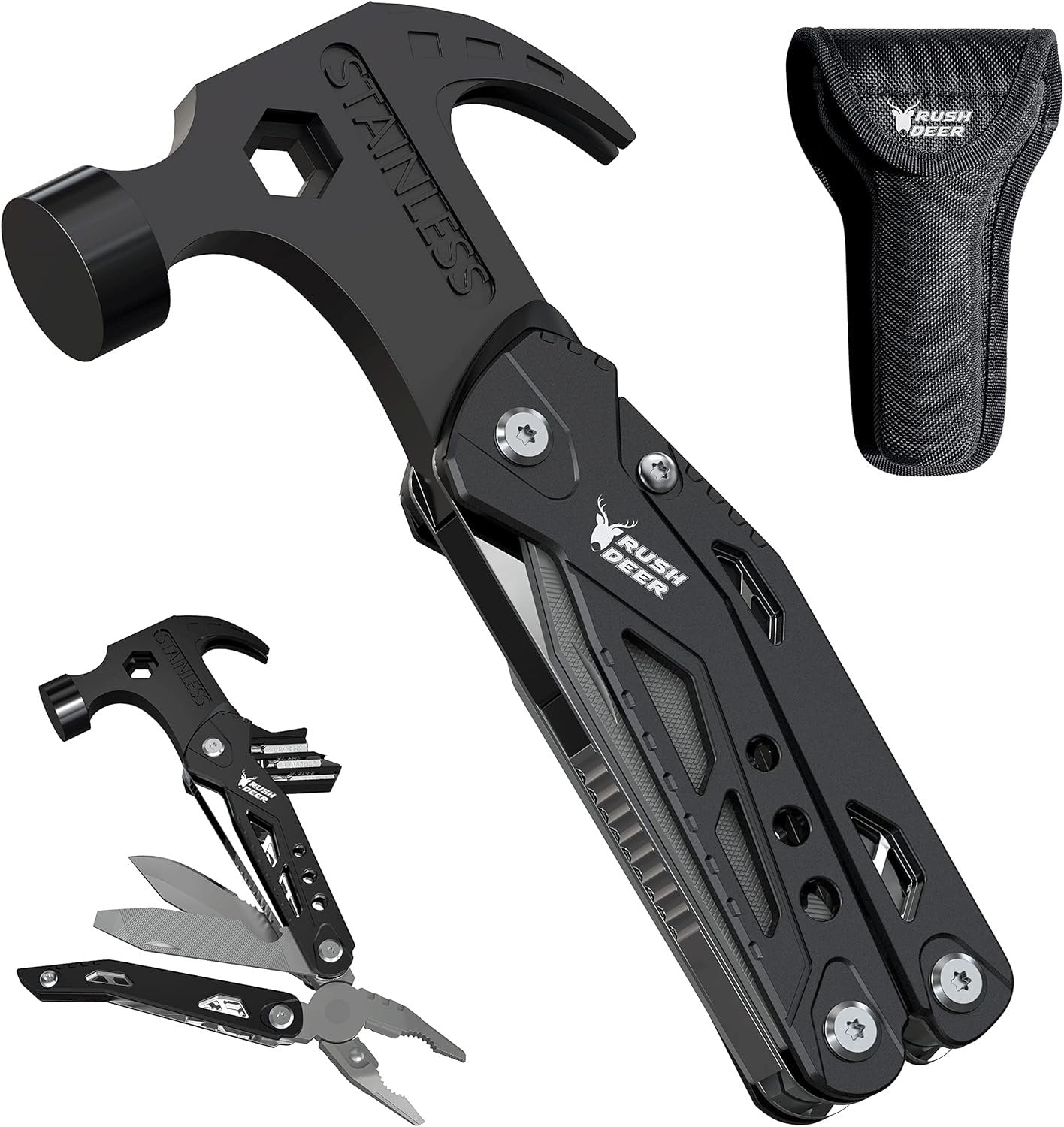 Rush Deer 14-in-1 Multitool, Gifts for Dad, Mini Hammer Multitool, Small Hammer Tool, Survival Gear and Supplies, Christmas Gift for Boy Husbands