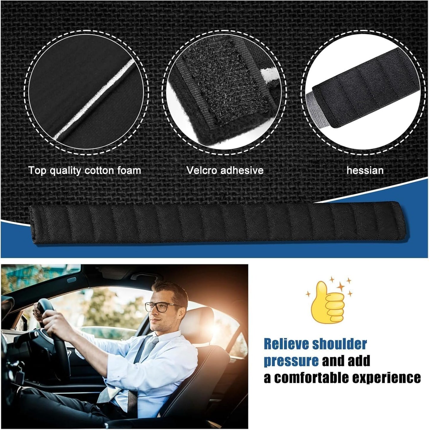 2Pcs Extra Long Seat Belt Covers for Adults,60cm Seatbelt Cover,Car Seat Belt Strap Cushion,Shoulder Pad Protector,Car Decorations for Women Men,Auto Interior Accessories (Black, 60cm)