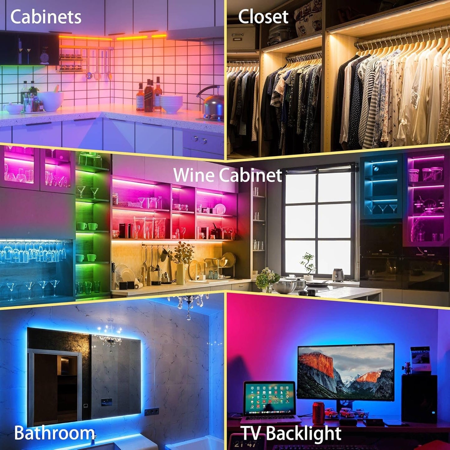 Under Cabinet Lighting Plug in - 3 Pcs 12 Inch Under Cabinet Lights, RGB Closet Lights for Kitchen with Remote & APP, Dimmable Under Counter Lights for Cupboard, Shelf, Workbench, Desk, Bookcase