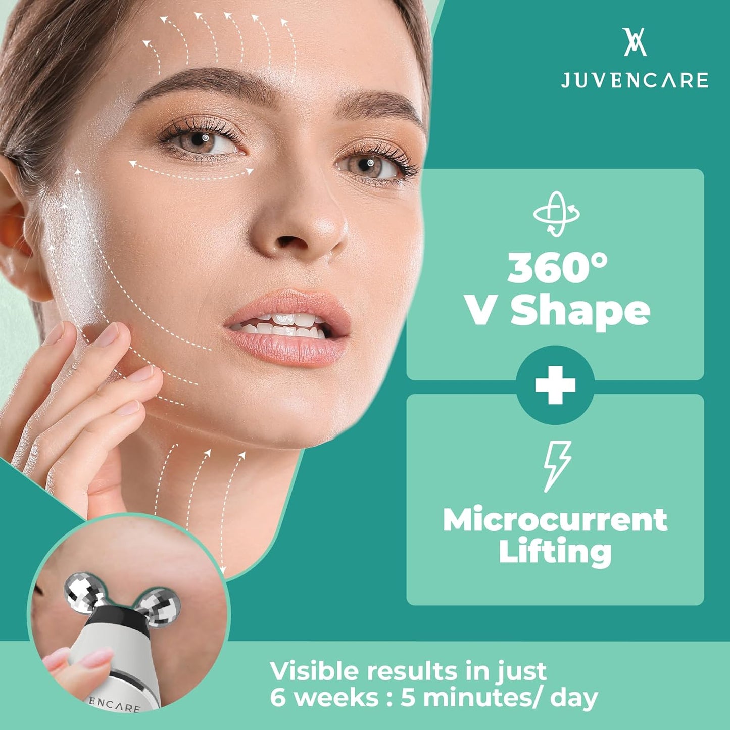 Microcurrent Facial Device - 6 in 1 Advanced Face Microcurrent Device - Rejuvenating Facial Microcurrent Device Anti-Aging Microcurrent Facial Devices Boost Skin Care Products Absorption (White Cream)