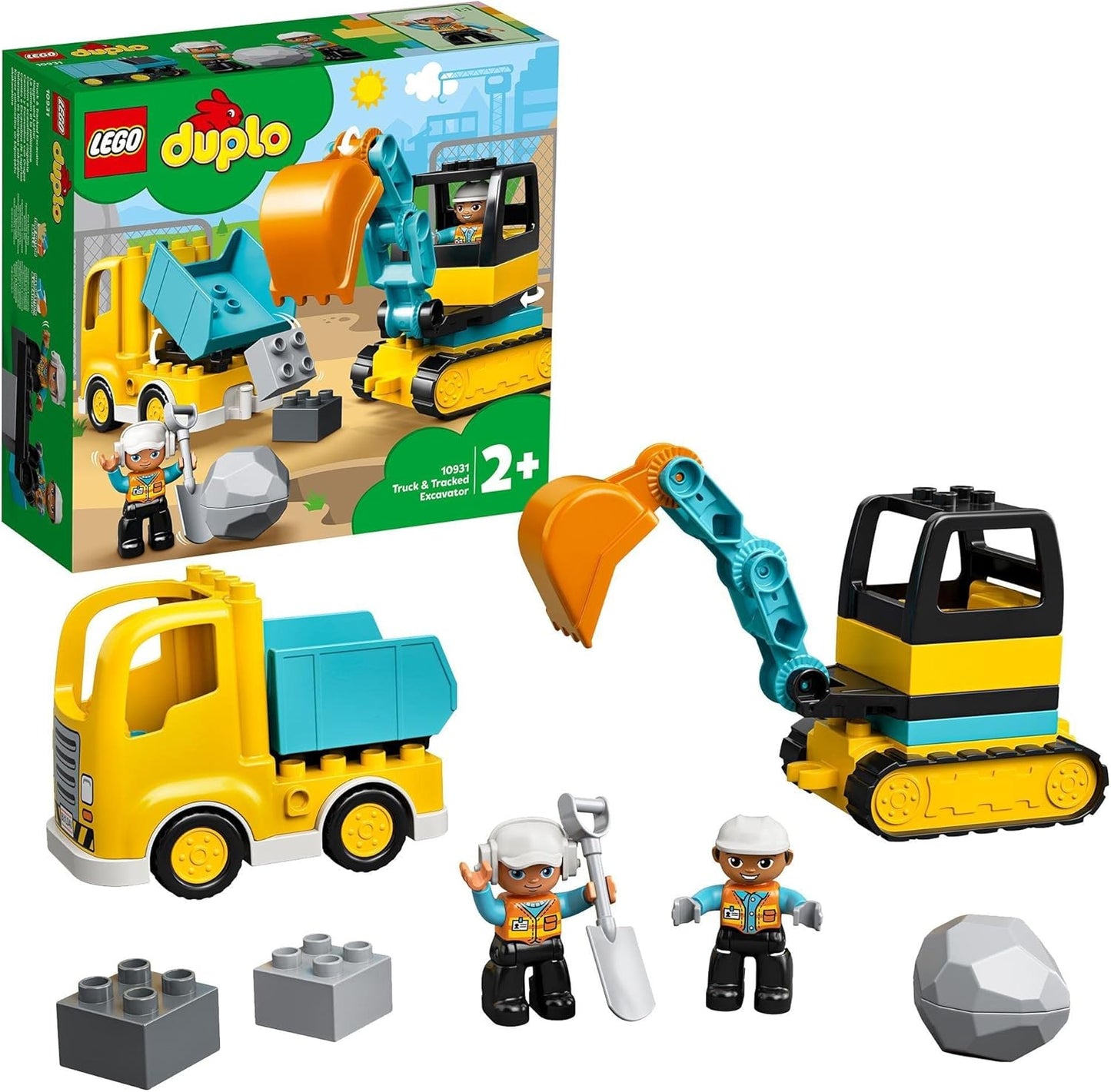 LEGO DUPLO Construction Truck and Tracked Excavator, Buildable Kids Toy for 2+ Year Old; Digger Toy and Tipper Truck Learning Set for Toddlers Who Like Construction Sites and Creative Play 10931