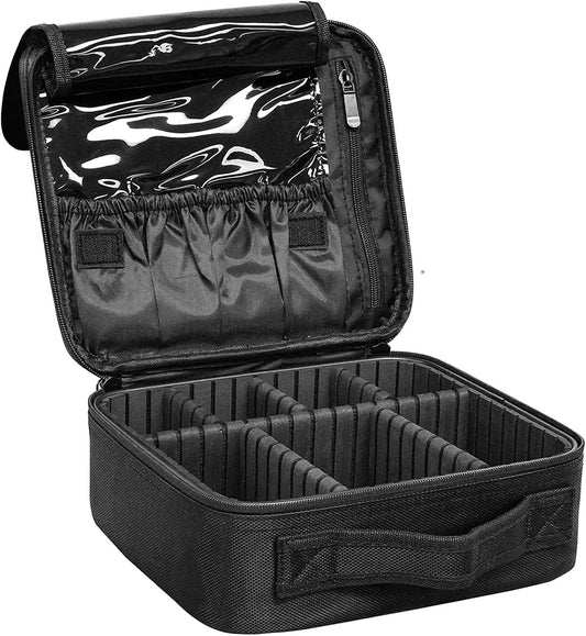 GreenLife® Professional Makeup Train Cosmetic case Makeup Bag Travel Organizer Make up Artist Master Waterproof Case Portable Storage with Adjustable Dividers Accessories Tools Brushes Pouch (Black)