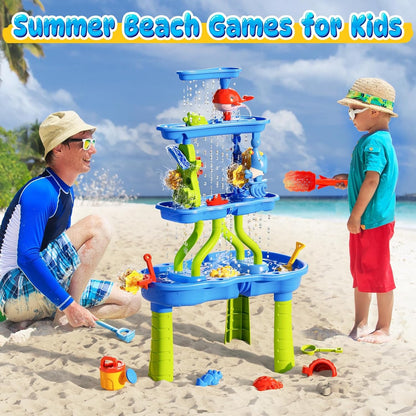 Skirfy 4-Tier Water Table for Kids Toddlers 3-5 4-8,Outdoor Summer Sand and Water Play Water Activity Tables Beach Toys for Outside Backyard