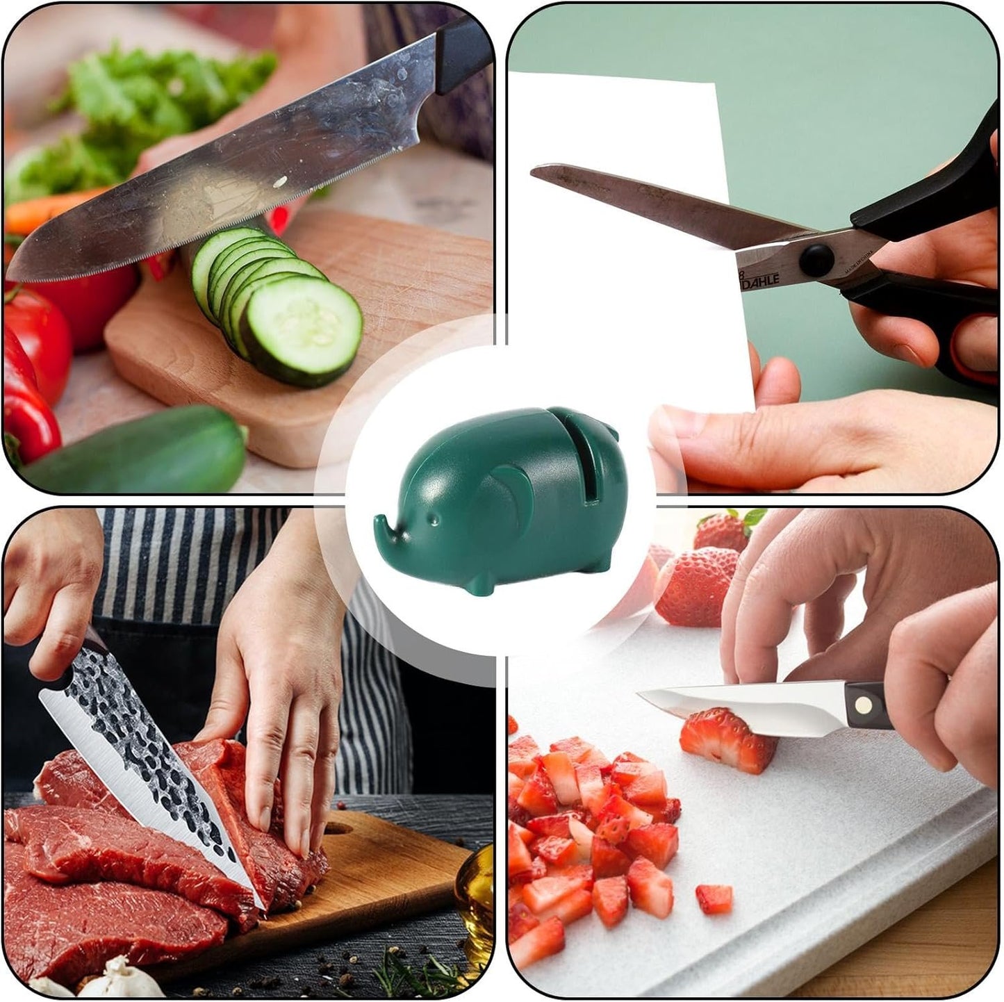 Utensili per affilare, Affilacoltelli - Affilatrice per forbici Affilacoltelli da cucina con elefante | Stabile strumento per affilare i coltelli antiscivolo, gadget da cucina, riparare e ripr