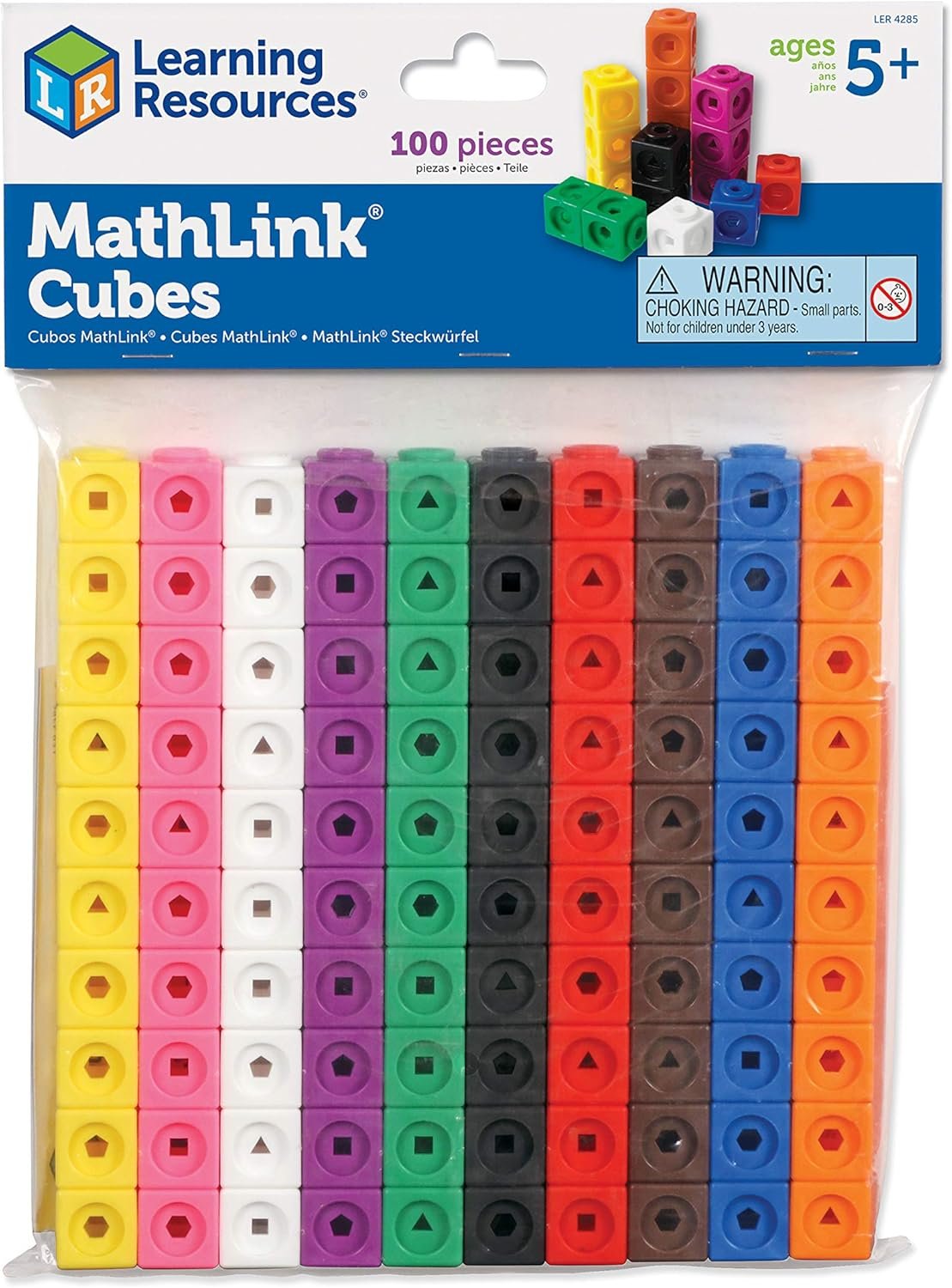 Learning Resources Mathlink Cubes, Set of 100 Cubes