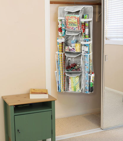 SimpleHouseware Double-Sided Hanging Gift Bag & Wrap Organizer