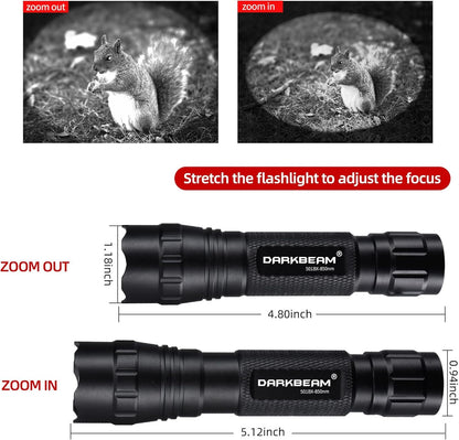 DARKBEAM ir Flashlight Infrared 850nm Light LED Rechargeable Mini for Night Vision, Tactical ir Illuminator with Long Range & High Power, Focus Adjustable for Hunting, Observation, Search