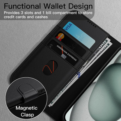 JETech Wallet Case for iPhone 15 6.1-Inch, Shockproof PU Leather Magnetic Flip Cover with Card Holder, Stand Feature and Full Camera Protection (Black)