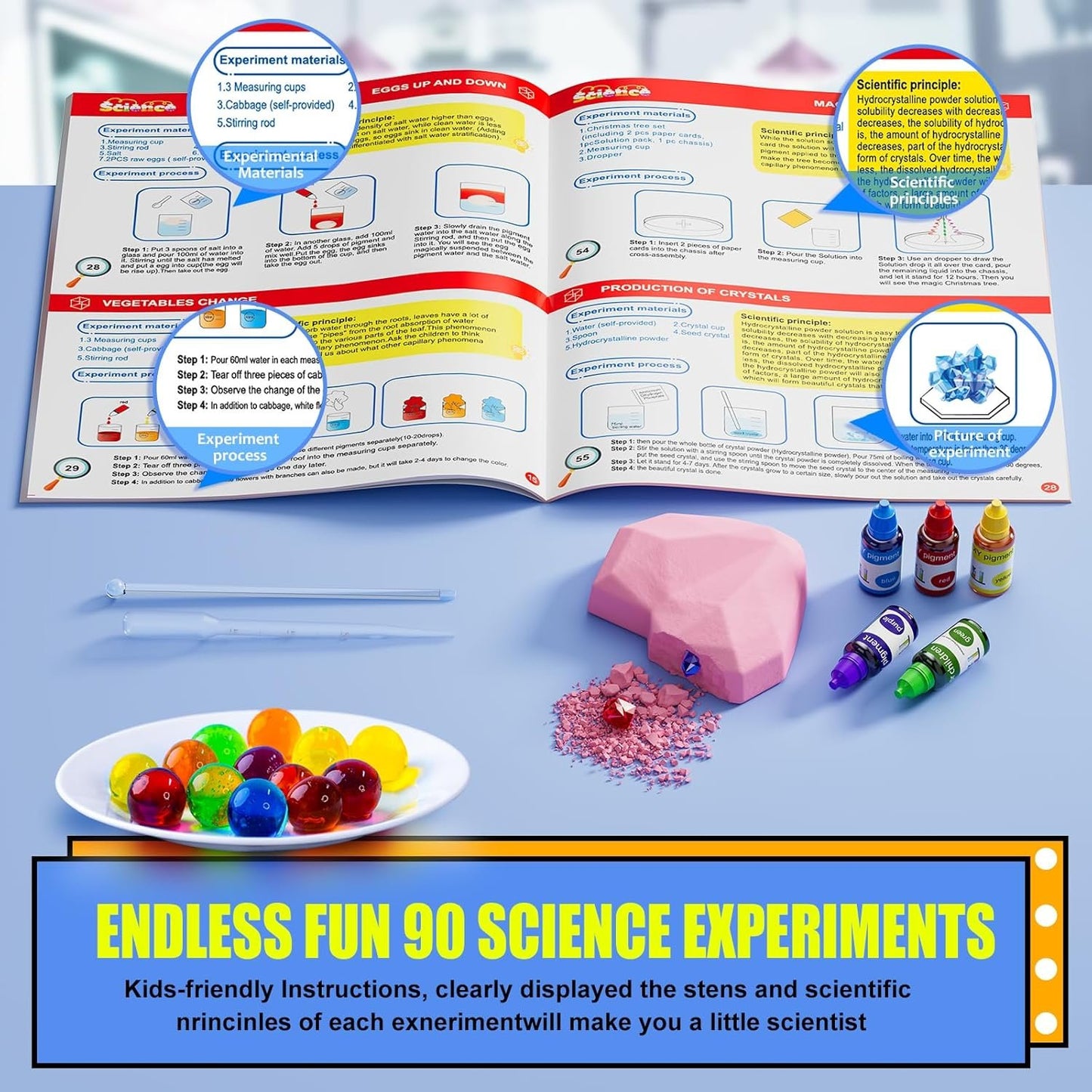 Science Kit for Kids, 90 Science Lab Experiments, STEM Activities Scientist Toys Gifts for Age 4 5 6 7 8 9 10-12 Years Old Boys Girls, Chemistry and Physics Set Toys Educational Learning Set