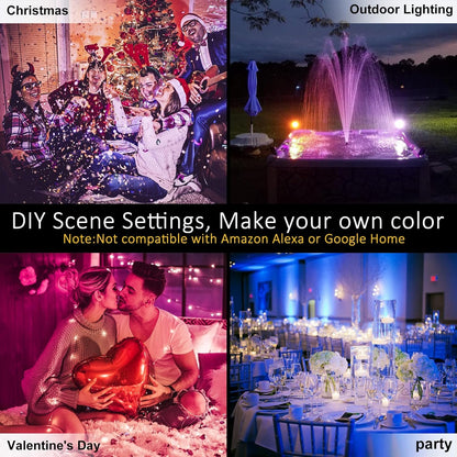 Led Flood Light 300W Equivalent,RGB Color Changing Outdoor Lights Smart Floodlight with APP Control,2700K&16 Million Colors,DIY Scenes,IP66 Waterproof,Timing,Music Sync,US 3-Plug(4Pack)