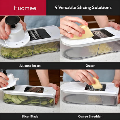 All-in-1 Vegetable Chopper Cutter (Upgrade), Premium Onion Veggie Chopper Dicer, Premium Food Salad Chopper, Mandoline Slicer Grater, top Kitchen Tools & Gadgets, 1.2L BPA-Free Container with Peeler
