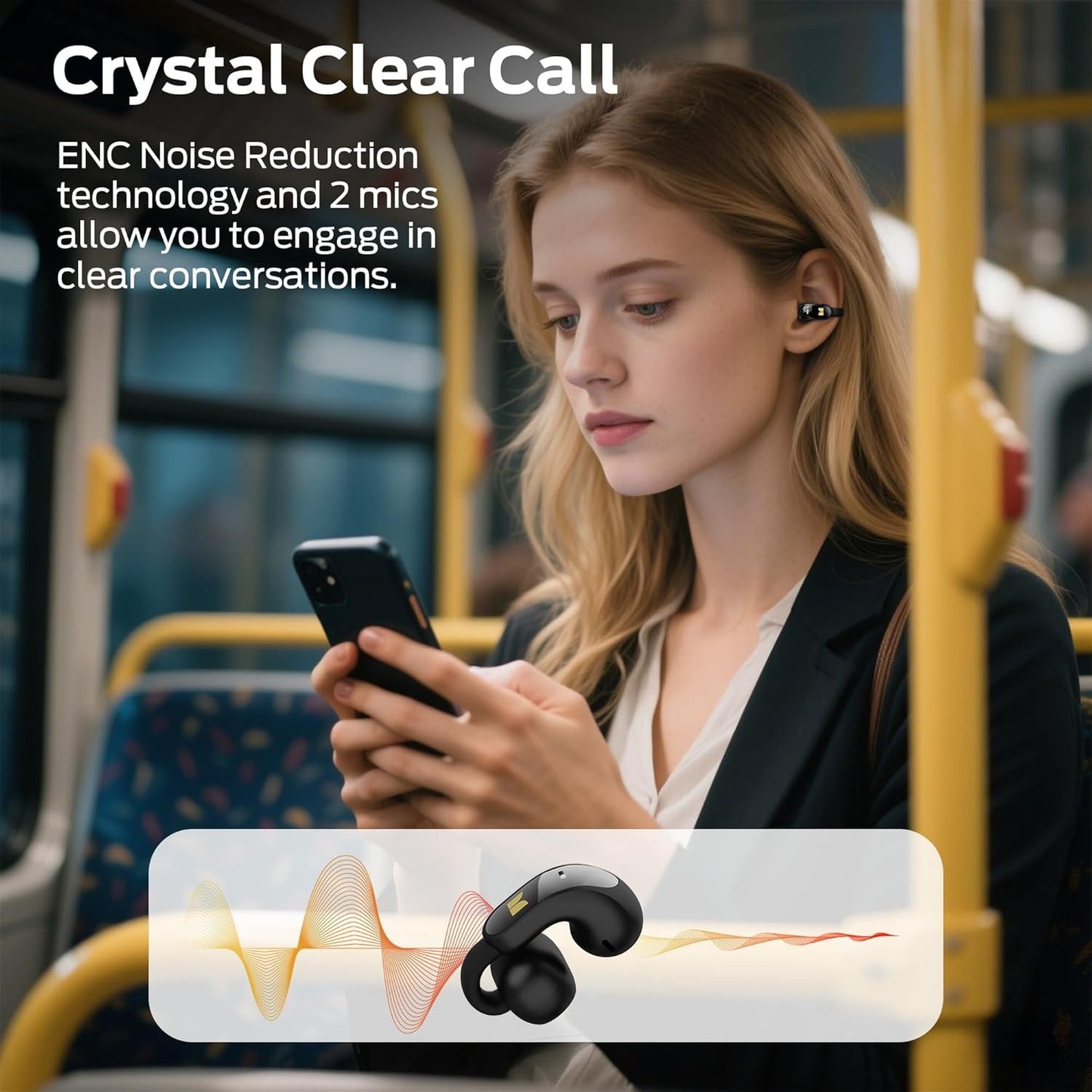 Monster Open Ear AC228 Wireless Headphones, Clip-On Earbuds, Adaptive Comfort, Immersive Audio, Bluetooth 6.0 Open Ear Earbuds with ENC Clear Call, 30H Playtime, IPX5 Water Resistant for Sport, Black