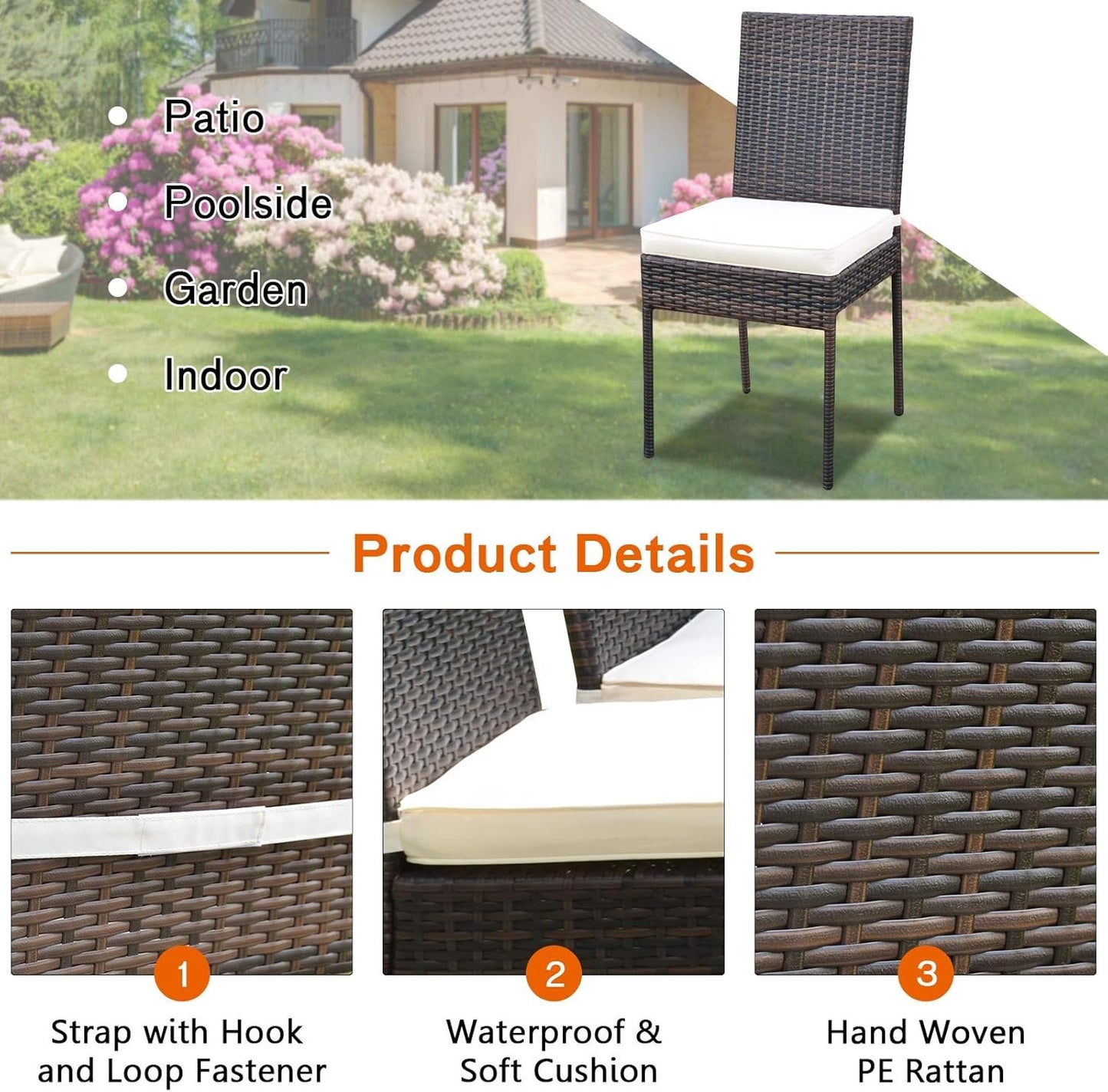 Tangkula 5 Piece Patio Wicker Dining Set, Outdoor Rattan Table and Chairs with w/Tempered Glass Table Top & Padded Cushions, Wicker Patio Conversation Furniture Set for Balcony Patio Garden Poolside