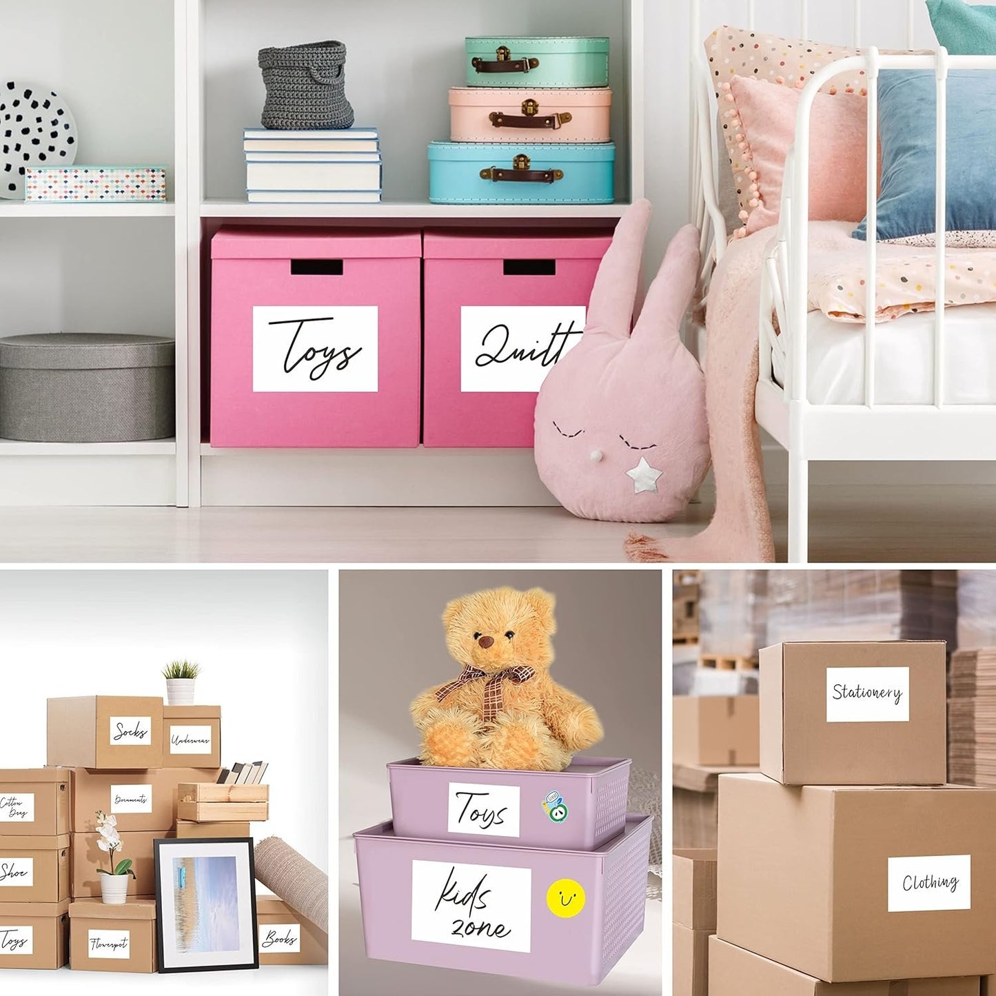 70 Large Size Blank Labels, Water/Oil/Tear Resistant, Inkjet & Laser Printer Available Removable No Residue for Home Organization Projects, Bins, Kitchen Storage Containers, Desk Items(8.5”x 5.5”)