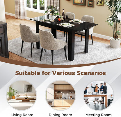 Giantex Extendable Dining Table, Modern Kitchen Table w/Adjustable Tabletop, L-Shaped Legs, Large Industrial Dinner Furniture for Kitchen, Dining Room, 110 KG Load Capacity