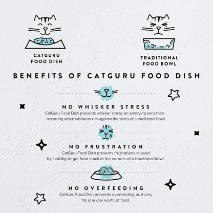 CatGuru Cat Bowls, Whisker Stress Free Cat Food Bowl, Reliefs Whisker Fatigue, Wide Cat Bowl, Non Slip Cat Food Bowls, Shallow Cat Dish, Cat Feeding & Watering Supplies (Ceramic, White)