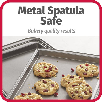 GoodCook Nonstick Steel 3-Piece Cookie Sheet Set, Gray, Small, Medium, Large